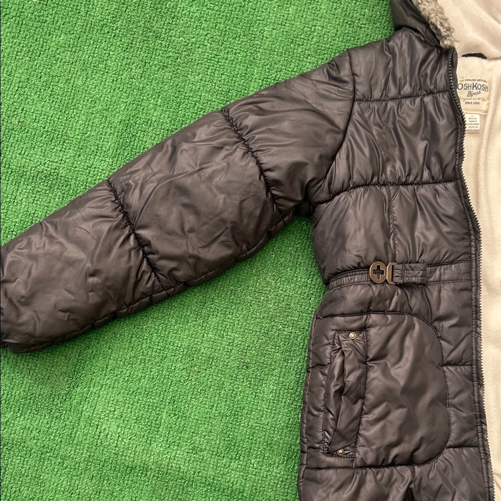 OshKosh B'gosh Dark Gray Puffer Jacket with Hood - Picture 3 of 11